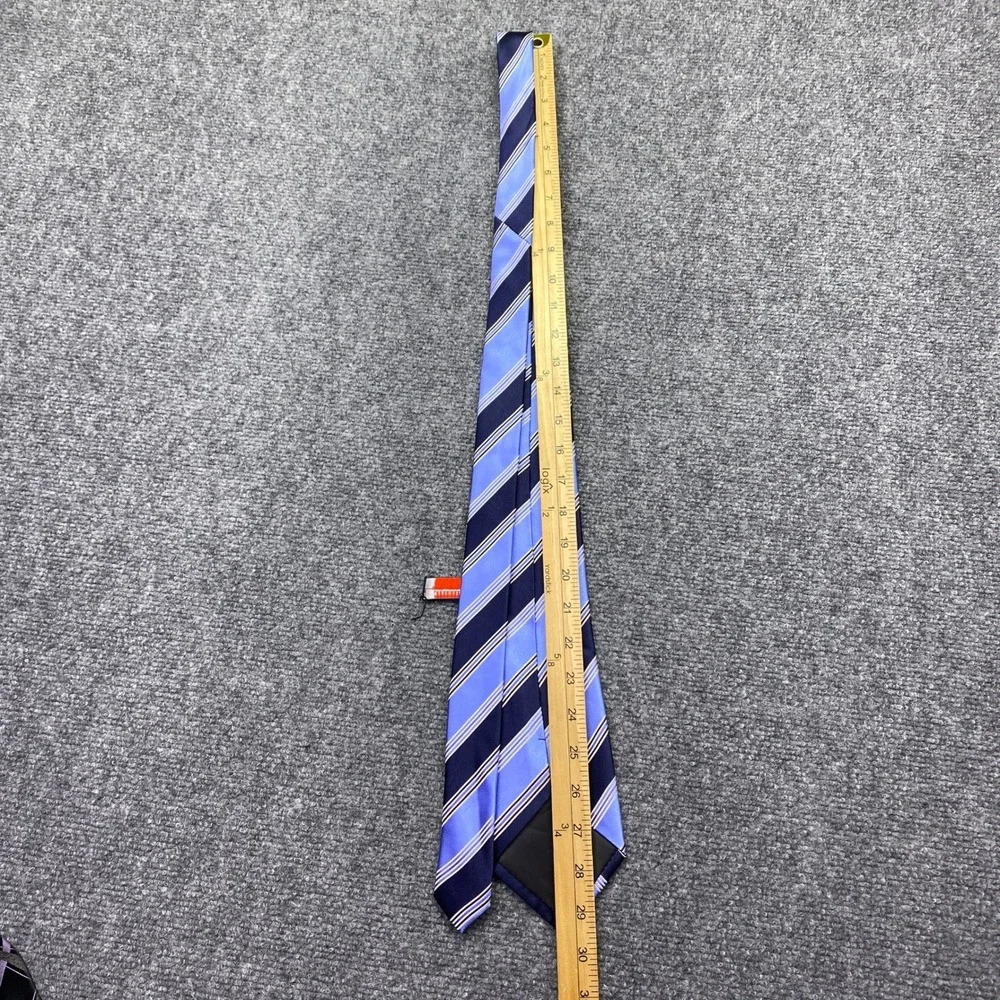 Stafford Mens Silk Tie Lot 2 Black‎ Plaid Purple Blue Striped Performance Preppy